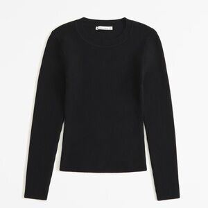 NWT Abercrombie Long-Sleeve Ottoman Crew Top size XL black ribbed